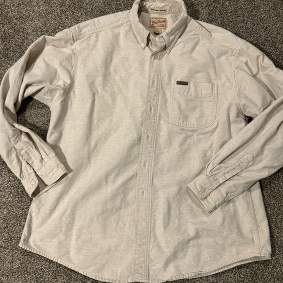 Woolrich Men’s Flannel Tan Long Sleeve‎ Shirt Size Extra Large - Picture 1 of 5